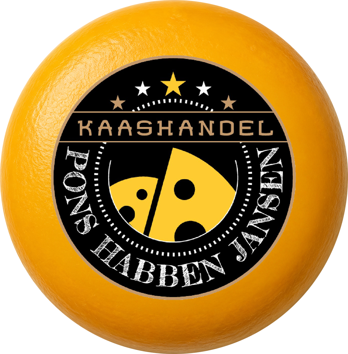 Kaaswiel met het logo van HabbenJansen Food